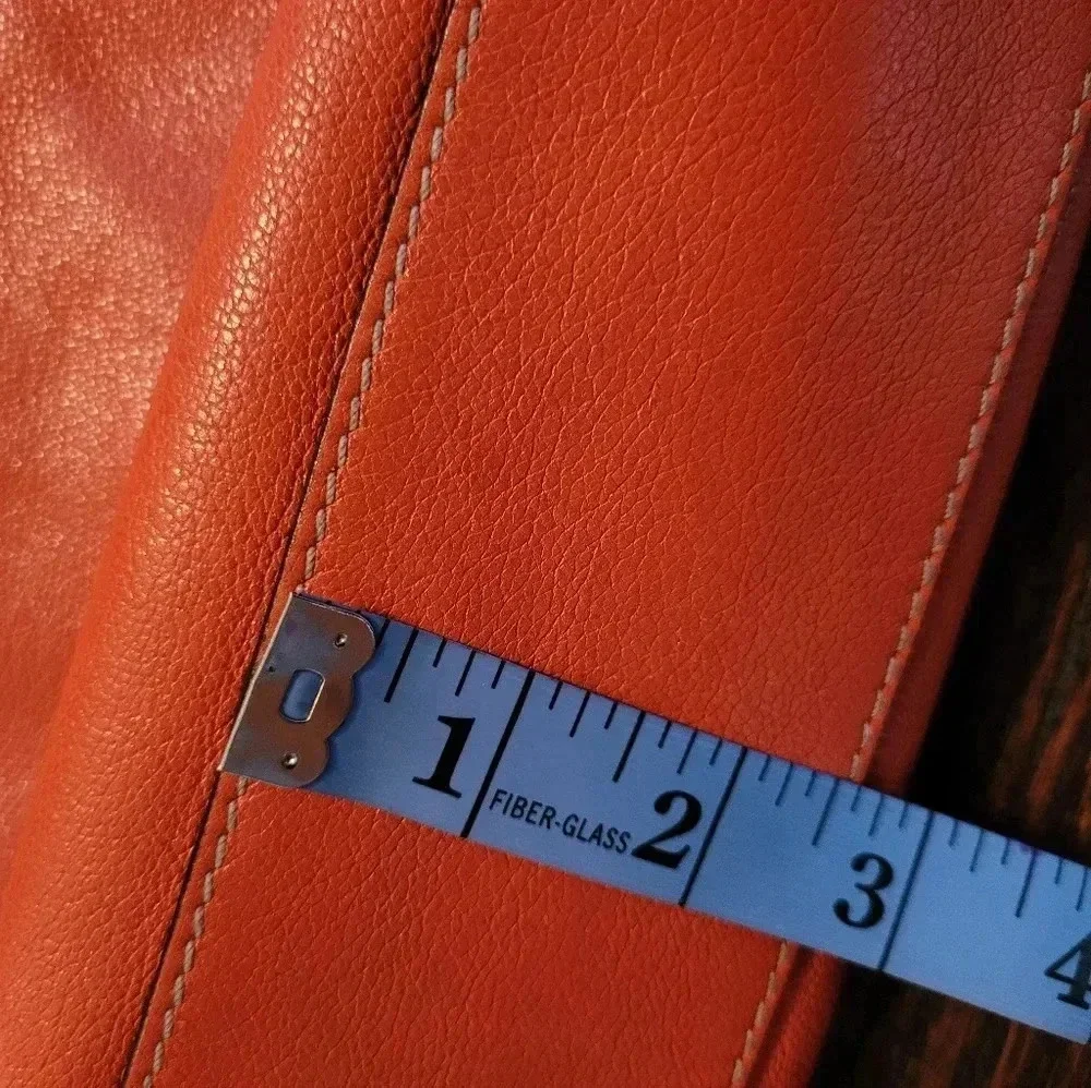 MILLY Orange tan soft leather gold chain link shoulder bag purse contemporary